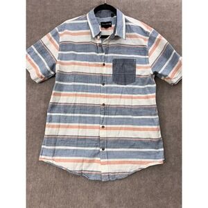 Ocean Current Mens Large Striped Shirt Short‎ Sleeve Button Down Casual